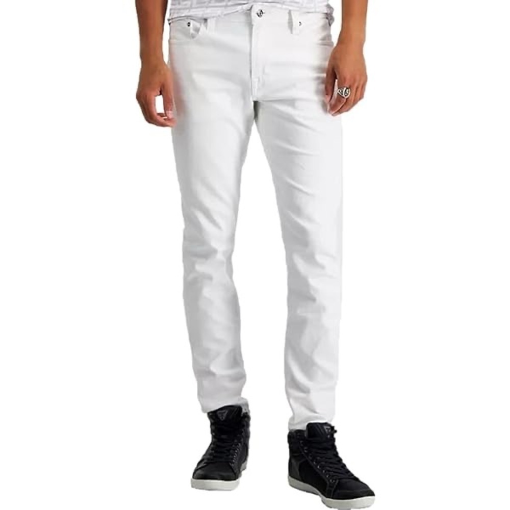 GUESS Men's White Straight Legs Jeans